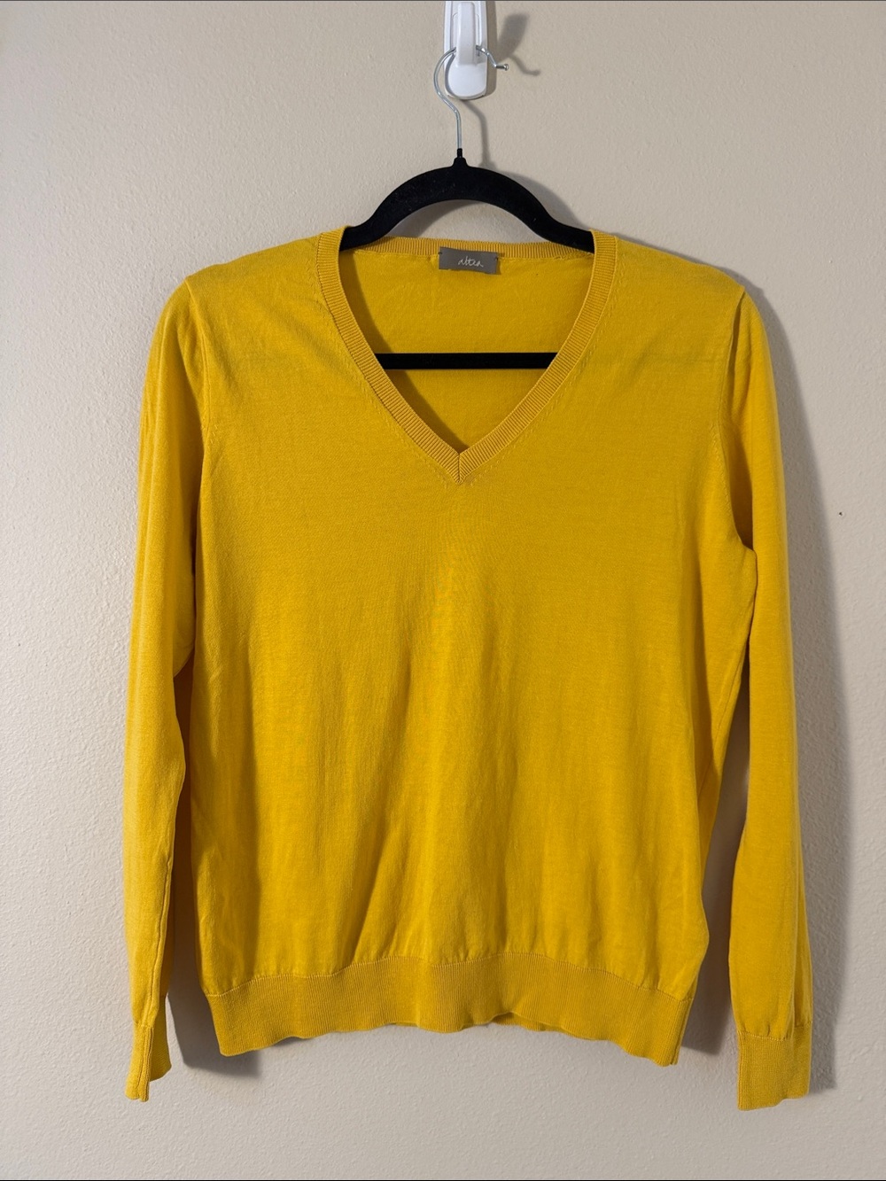 Altea Women's V-Neck Lightweight Sweater in Bright Yellow Size S